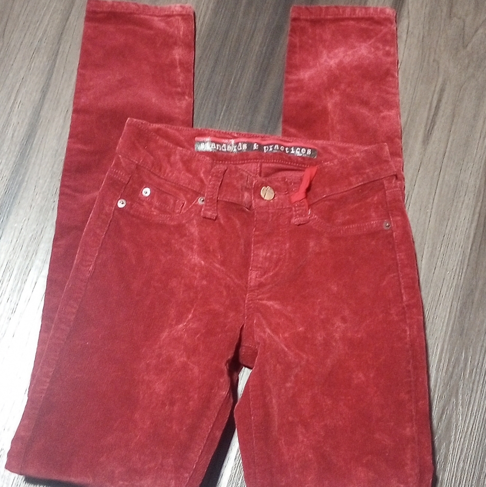 2 For $10 Burgundy Corduroy Standards & Practices Pants Kohl's - Picture 2 of 6
